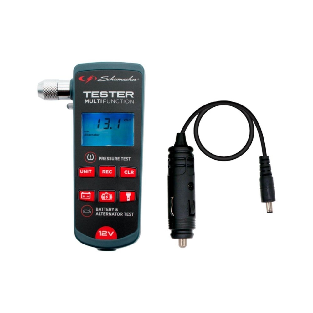 COMPROBADOR DE BATERÍAS MULTIFUNCIÓN + PRESIÓN DE NEUMÁTICOS + ALTERNADOR XP200 12V SCHUMACHER COMPROBADOR DE BATERÍAS MULTIFUNCIÓN + PRESIÓN DE NEUMÁTICOS + ALTERNADOR XP200 12V SCHUMACHER