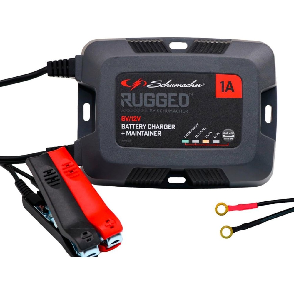 CARGADOR DE BATERÍAS + CARGA DE MANTENIMIENTO 6-12V 1A RUGGED SPX 457 SCHUMACHER CARGADOR DE BATERÍAS + CARGA DE MANTENIMIENTO 6-12V 1A RUGGED SPX 457 SCHUMACHER