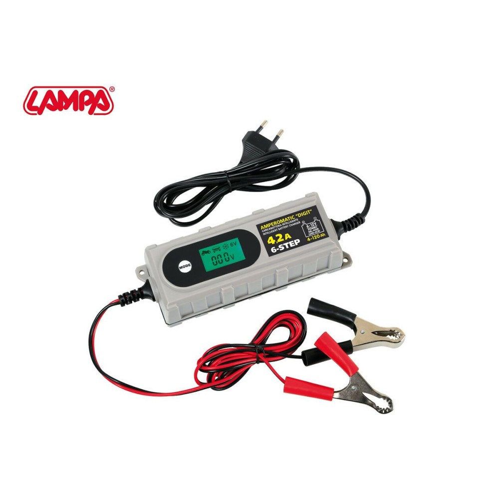 CARGADOR DE BATERIAS INTELIGENTE AMPEROMATICO DIGIT LAMPA 6/12V 6 PASOS