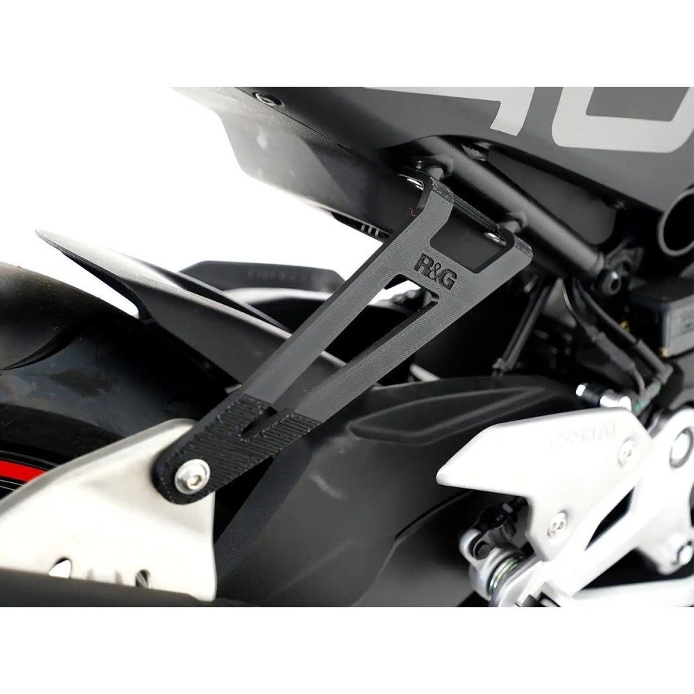 SOPORTE DE ESCAPE + PLACA ORIFICIO ESTRIBERA TRASERA R&G CFMOTO 450 SR / SS 2023-2024 SOPORTE DE ESCAPE + PLACA ORIFICIO ESTRIBERA TRASERA R&G CFMOTO 450 SR / SS 2023-2024