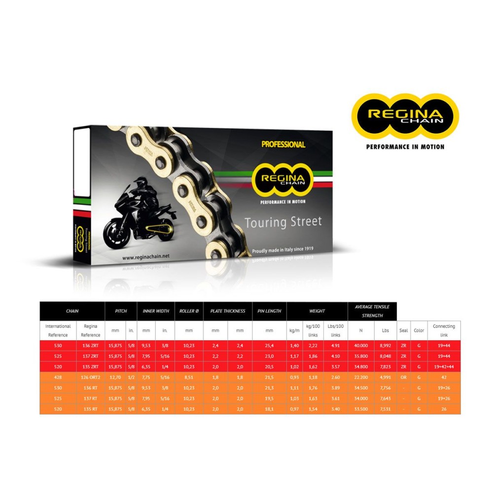 CADENA REGINA 135ZRT PASO 520 BMW G 310 R 16+ CADENA REGINA 135ZRT PASO 520 BMW G 310 R 16+