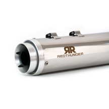 PAR DE SILENCIADORES LATERALES PULIDOS RACING RED THUNDER HARLEY DAVIDSON TOURING 2009-2016