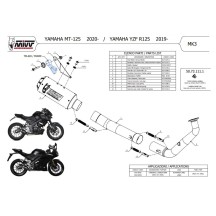MIVV MK3 STANDARD ESCAPE COMPLETO ACERO INOXIDABLE YAMAHA MT-125 2020-2024
