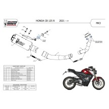 ESCAPE COMPLETO ESTÁNDAR MIVV MK3 ACERO INOXIDABLE NEGRO HONDA CB 125 R 2021-2024