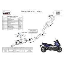 ESCAPE COMPLETO MIVV SPEED EDGE ACERO INOXIDABLE SYM MAXSYM TL 500 2020