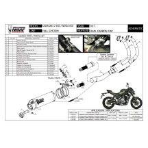 ESCAPE COMPLETO 2X1 MIVV SPORT OVAL TITANIO-CARBONO KAWASAKI NINJA 650 2017-2023