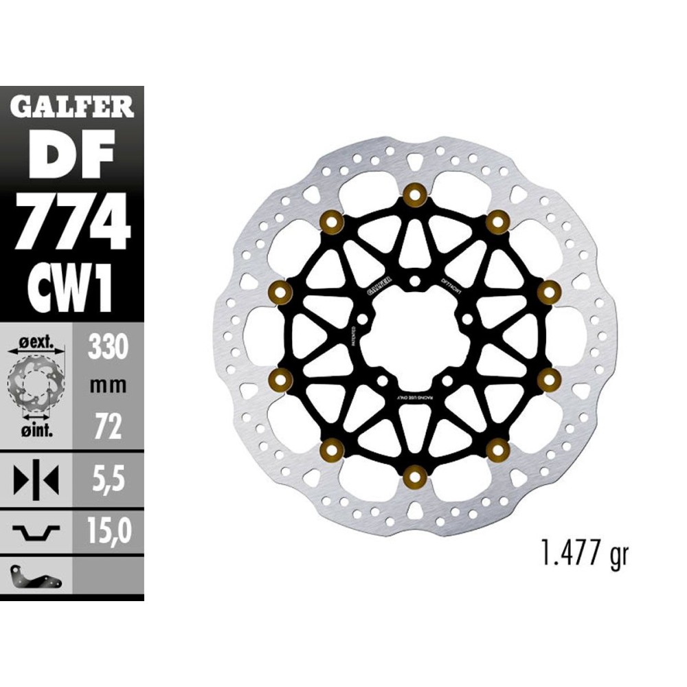 DF774CW1 DISCO FLOTANTE DELANTERO GALFER DUCATI MULTISTRADA V4 / S / PIKES PEAK 2018-2023 DF774CW1 DISCO FLOTANTE DELANTERO GALFER DUCATI MULTISTRADA V4 / S / PIKES PEAK 2018-2023