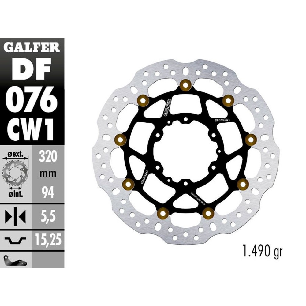DF076CW1 DISCO FLOTANTE DELANTERO GALFER HONDA CBR 1000 RR 2008-2016