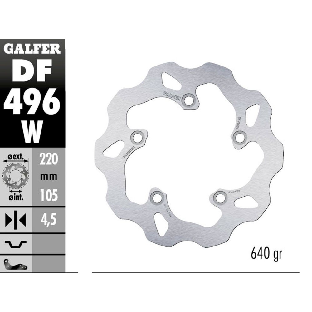 DISCO FIJO TRASERO GALFER DF496W YAMAHA R1 / M 2015-2019 DISCO FIJO TRASERO GALFER DF496W YAMAHA R1 / M 2015-2019