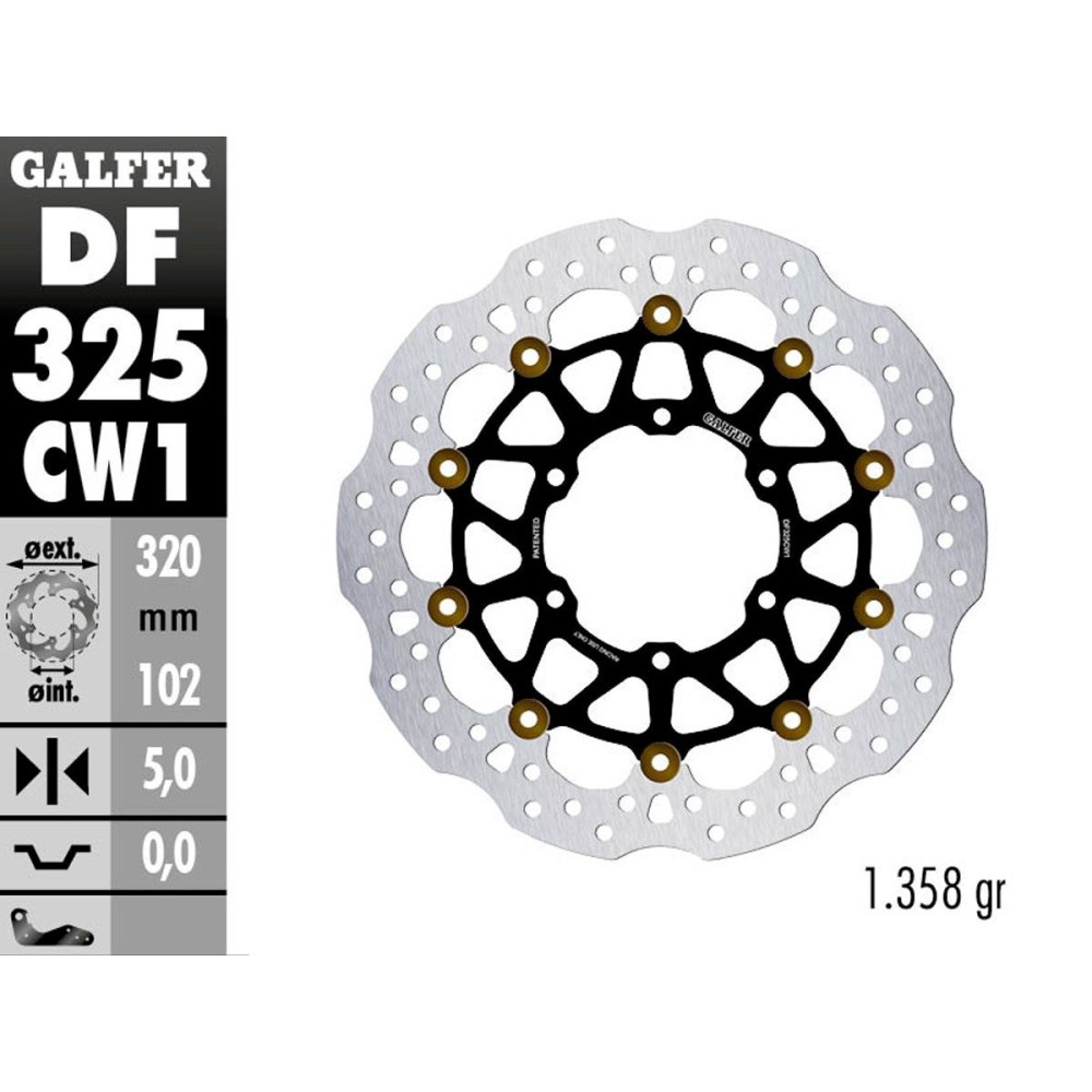 DISCO FLOTANTE GALFER DF325CW1 SUZUKI GSX-R 1000 RR 2016-2020 DISCO FLOTANTE GALFER DF325CW1 SUZUKI GSX-R 1000 RR 2016-2020