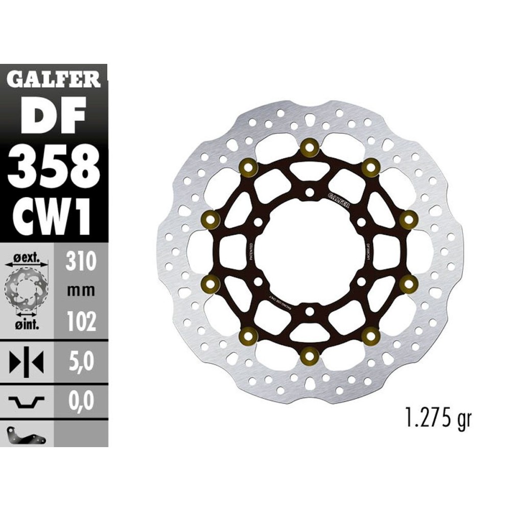 DF358CW1 DISCO FLOTANTE GALFER SUZUKI GSX-R 1000 RR 2012-2015 DF358CW1 DISCO FLOTANTE GALFER SUZUKI GSX-R 1000 RR 2012-2015