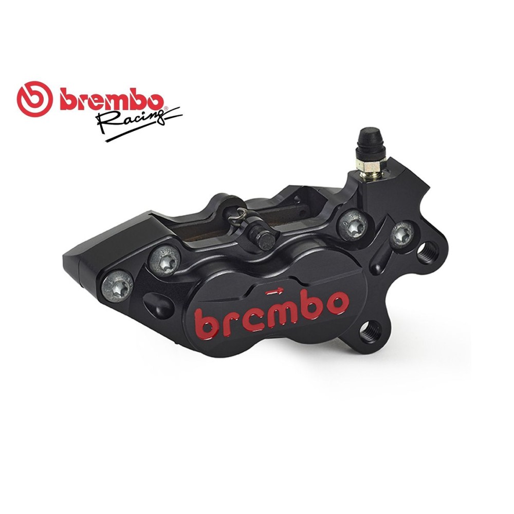 PINZA DE FRENO AXIAL DELANTERA DERECHA NEGRA ROJA LOGO BREMBO RACING CNC P4-40RR