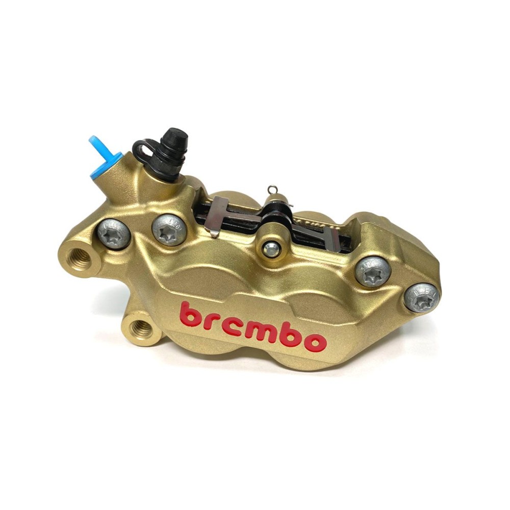 PINZA DE FRENO DELANTERA IZQUIERDA 40MM BREMBO RACING GOLD SERIES P4-40R LOGO ROJO PINZA DE FRENO DELANTERA IZQUIERDA 40MM BREMBO RACING GOLD SERIES P4-40R LOGO ROJO