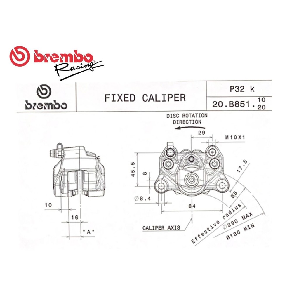 PINZA DE FRENO TRASERO IZQUIERDA BREMBO SERIE GOLD P32G PINZA DE FRENO TRASERO IZQUIERDA BREMBO SERIE GOLD P32G
