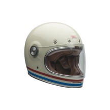 CASCO INTEGRAL BELL BULLITT RAYAS BLANCO ROJO AZUL BRILLO