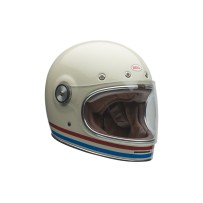 CASCO INTEGRAL BELL BULLITT RAYAS BLANCO ROJO AZUL BRILLO