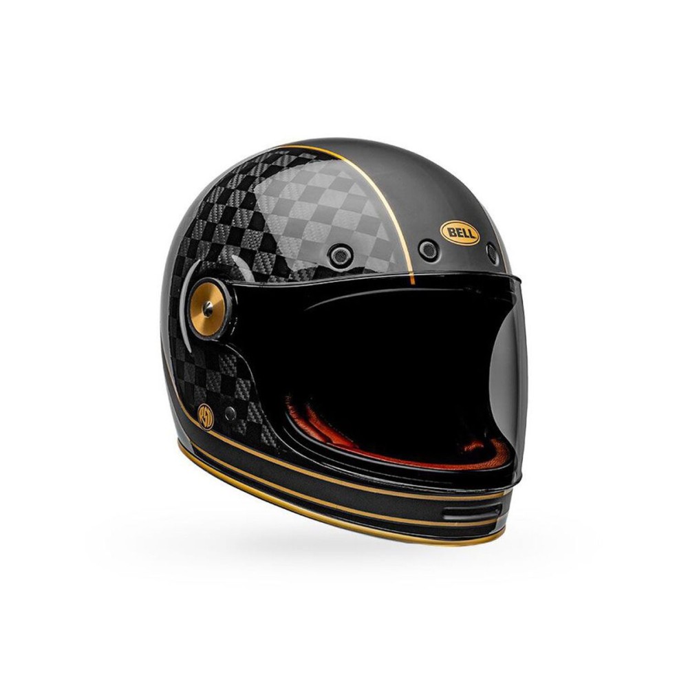 CASCO INTEGRAL BELL BULLITT CARBON RSD CHECK IT NEGRO Y ORO MATE