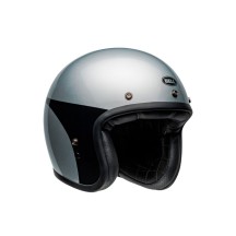 CASCO JET BELL CUSTOM 500 2024 PLATA/NEGRO BRILLANTE CHASIS ECE 06