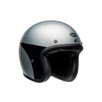 CASCO JET BELL CUSTOM 500 2024 PLATA/NEGRO BRILLANTE CHASIS ECE 06
