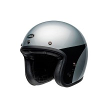 CASCO JET BELL CUSTOM 500 2024 PLATA/NEGRO BRILLANTE CHASIS ECE 06