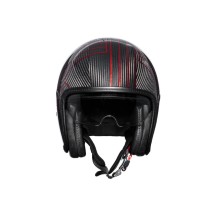 CASCO JET PREMIER VINTAGE PLATINUM EDITION CARBON EX ROJO CROMADO ECE 22-06