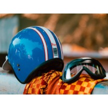 CASCO JET BELL CUSTOM 500 SIX DAY STEVE MCQUEEN AZUL / BLANCO