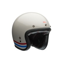 CASCO JET BELL CUSTOM 500 RAYAS BLANCO PERLA ECE 06