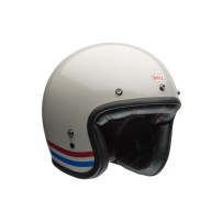 CASCO JET BELL CUSTOM 500 RAYAS BLANCO PERLA ECE 06