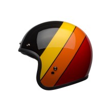CASCO JET BELL CUSTOM 500 RIFF NEGRO AMARILLO NARANJA ROJO BRILLO