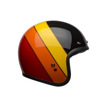 CASCO JET BELL CUSTOM 500 RIFF NEGRO AMARILLO NARANJA ROJO BRILLO
