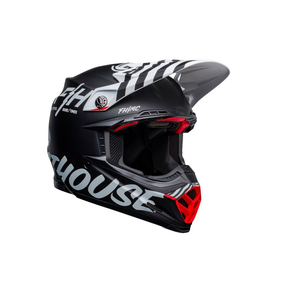 CASCO OFF ROAD BELL MOTO-9S FLEX FASTHOUSE NEGRO MATE Y BLANCO MATE