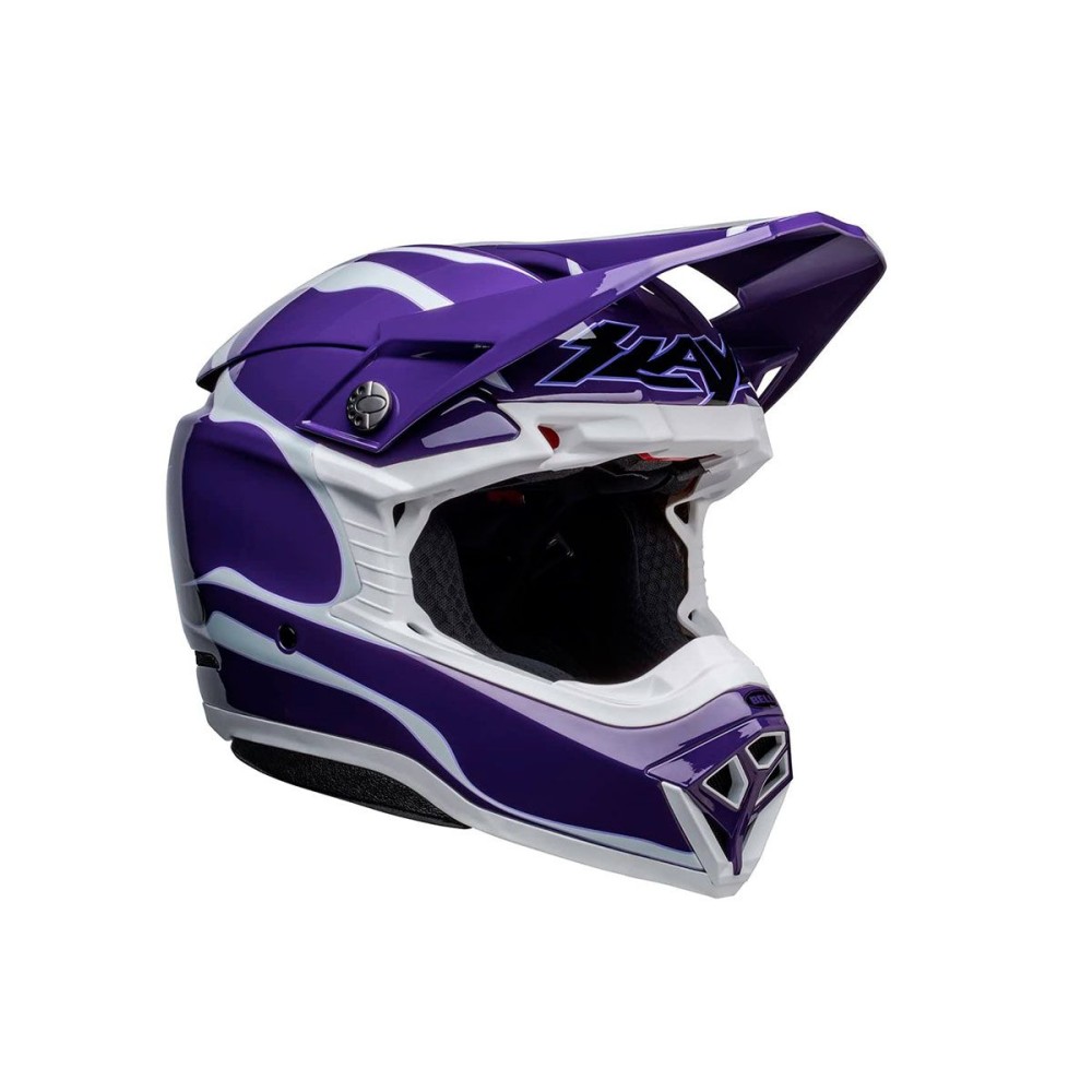 CASCO OFF ROAD BELL MOTO-10 ESFÉRICO SLAYCO MORADO Y BLANCO CASCO OFF ROAD BELL MOTO-10 ESFÉRICO SLAYCO MORADO Y BLANCO
