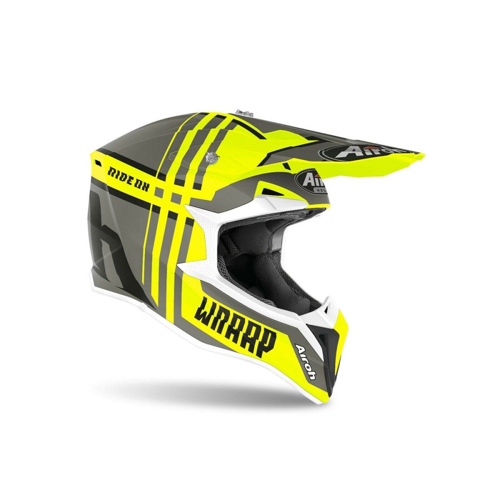 CASCO AIROH OFF ROAD WRAAP ROTO AMARILLO MATE