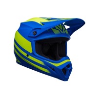 CASCO OFF ROAD BELL MX-9 MIPS DISRUPT AZUL Y AMARILLO FLUOR MATE