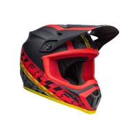 CASCO OFF ROAD BELL MX-9 MIPS OFFSET NEGRO Y ROJO MATE
