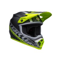 CASCO OFF ROAD BELL MX-9 MIPS OFFSET NEGRO MATE Y AMARILLO FLUOR
