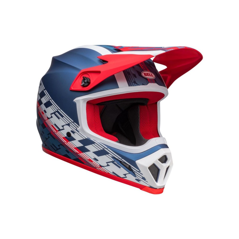 CASCO OFF ROAD BELL MX-9 MIPS OFFSET AZUL Y BLANCO METALIZADO MATE