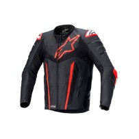 CHAQUETA DE PIEL ALPINESTARS FUSION NEGRO / ROJO FLUO
