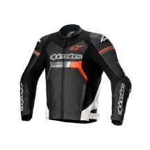 CHAQUETA DE PIEL ALPINESTARS GP FORCE NEGRO / BLANCO / ROJO FLUOR