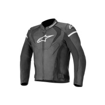 CHAQUETA DE CUERO SPORT JAWS V3 ALPINESTARS NEGRO/BLANCO