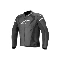 CHAQUETA DE CUERO SPORT JAWS V3 ALPINESTARS NEGRO/BLANCO