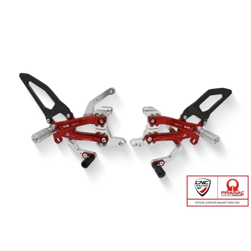 ESTRIBERAS AJUSTABLES PRAMAC RACING EDITION CNC RACING DUCATI PANIGALE V4 / S / R 2018-2024 ESTRIBERAS AJUSTABLES PRAMAC RACING EDITION CNC RACING DUCATI PANIGALE V4 / S / R 2018-2024