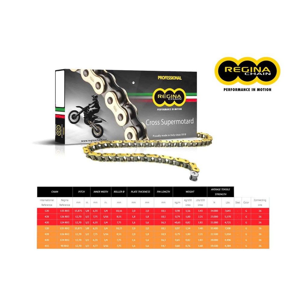 CADENA REGINA 126RH2 PASO 428 BETA RR MOTARD 125 07-12 CADENA REGINA 126RH2 PASO 428 BETA RR MOTARD 125 07-12