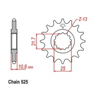 PIÑON JT 15 DIENTES PASO 525 ACOPLAMIENTO PEQUEÑO YAMAHA YZF-R6 600 2006-2017