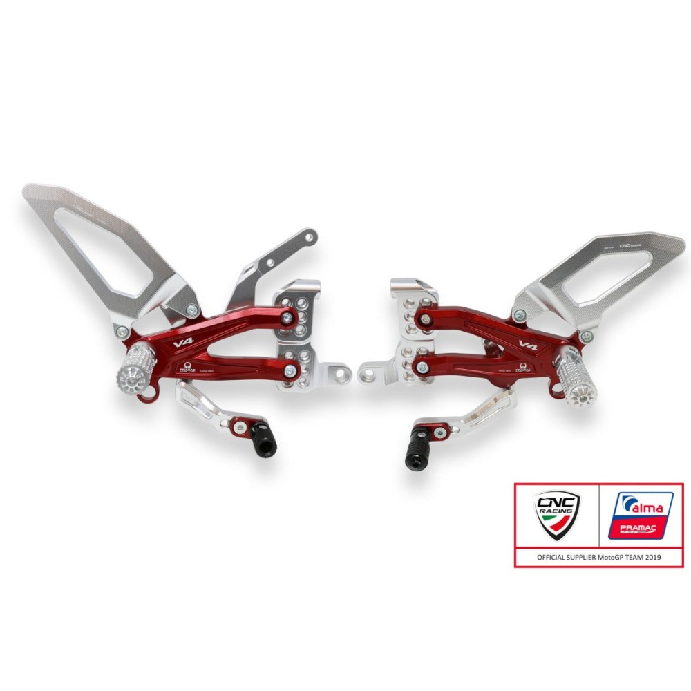 ESTRIBERAS AJUSTABLES SERIE V4, ESPECIAL PRAMAC CNC RACING DUCATI PANIGALE V4 / S / R 2018-2024 ESTRIBERAS AJUSTABLES SERIE V4, ESPECIAL PRAMAC CNC RACING DUCATI PANIGALE V4 / S / R 2018-2024